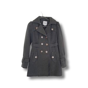 Blanc Noir Gray Pea Coat Double Breasted S